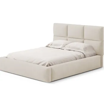 Pat tapitat cu somiera rabatabila si lada depozitare, 180x200 cm, Windsor & Co, Libera, catifea, bej inchis imagine