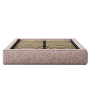 Pat tapitat cu somiera rabatabila si lada depozitare, 200x200 cm, Micadoni Home, Simon-201, tesatura structurata chenille, roz melange imagine