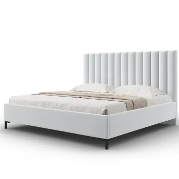 Pat tapitat cu somiera rabatabila si lada depozitare, 200x200 cm, Windsor & Co, Apollo, tesatura structurata, gri deschis imagine