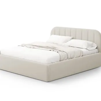 Pat tapitat cu somiera rabatabila si lada depozitare, 200x200 cm, Windsor & Co, Juno, catifea, bej inchis imagine