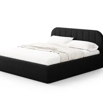 Pat tapitat cu somiera rabatabila si lada depozitare, 200x200 cm, Windsor & Co, Juno, tesatura structurata, negru imagine