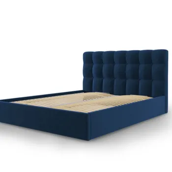 Pat tapitat cu somiera rabatabila si lada depozitare, Nerin Royal blue, Mazzini Sofas, 160x200 cm, catifea, albastru regal imagine