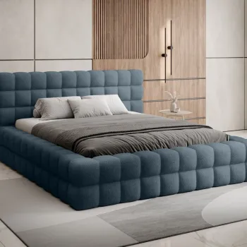 Pat tapitat cu somiera si lada depozitare, 140x200 cm, ELTAP, BE-DIZ-MET-40JAF, Dizzle, metal/poliester, albastru imagine