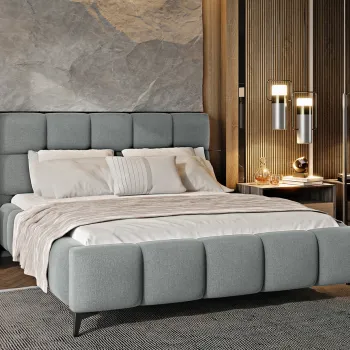 Pat tapitat cu somiera si lada depozitare, 140x200 cm, ELTAP, BE-MIS-04VER, Mist, lemn/poliester, gri imagine