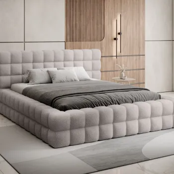 Pat tapitat cu somiera si lada depozitare, 160x200 cm, ELTAP, BE-DIZ-MET-03JAF, Dizzle, metal/poliester, gri imagine