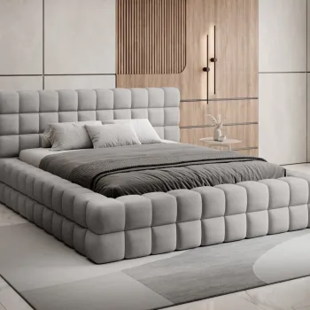 Pat tapitat cu somiera si lada depozitare, 160x200 cm, ELTAP, BE-DIZ-MET-03TOU, Dizzle, metal/poliester, gri inchis imagine