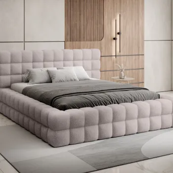 Pat tapitat cu somiera si lada depozitare, 160x200 cm, ELTAP, BE-DIZ-MET-24JAF, Dizzle, metal/poliester, roz imagine