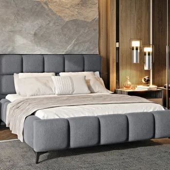 Pat tapitat cu somiera si lada depozitare, 160x200 cm, ELTAP, BE-MIS-04PO, Mist, lemn/poliester, gri imagine