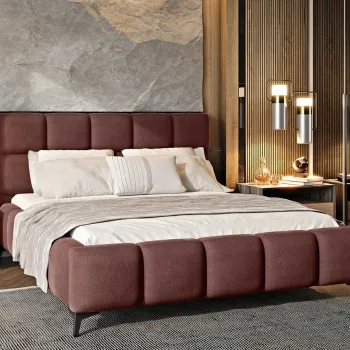 Pat tapitat cu somiera si lada depozitare, 160x200 cm, ELTAP, BE-MIS-24LU, Mist, lemn/poliester, roz inchis imagine