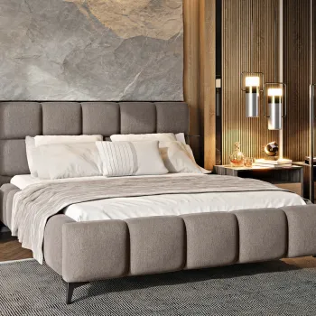 Pat tapitat cu somiera si lada depozitare, 180x200 cm, ELTAP, BE-MIS-07PO, Mist, lemn/poliester, gri imagine