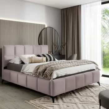 Pat tapitat cu somiera si lada depozitare, 180x200 cm, ELTAP, BE-MIS-24LO, Mist, lemn/poliester, roz deschis imagine