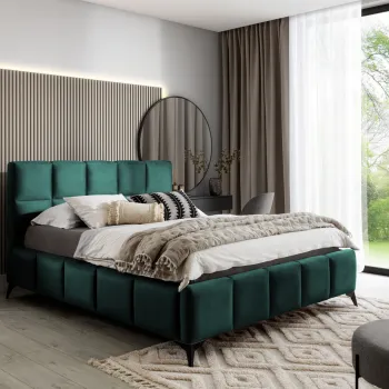 Pat tapitat cu somiera si lada depozitare, 180x200 cm, ELTAP, BE-MIS-35NU, Mist, lemn/poliester, verde imagine