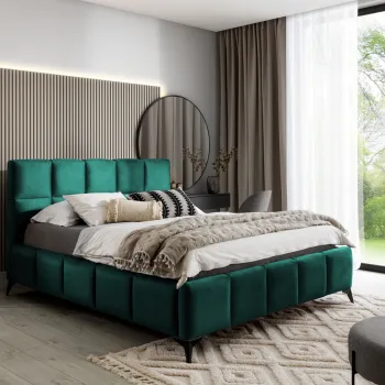 Pat tapitat cu somiera si lada depozitare, 180x200 cm, ELTAP, BE-MIS-38VE, Mist, lemn/poliester, verde imagine