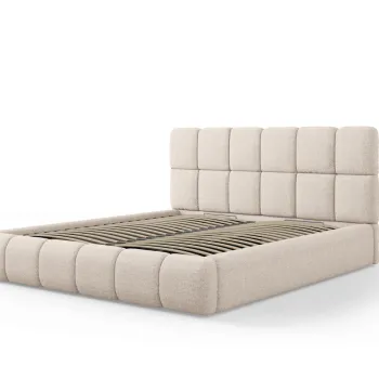 Pat tapitat cu tablie si lada depozitare, Bellis, Micadoni Home, BL, 140x200 cm, poliester chenille, bej imagine