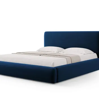 Pat tapitat cu tablie si lada depozitare, Colonel, Cosmopolitan Design, 140x200 cm, catifea, albastru royal imagine