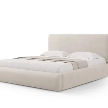 Pat tapitat cu tablie si lada depozitare, Colonel, Cosmopolitan Design, 140x200 cm, material structurat, bej imagine