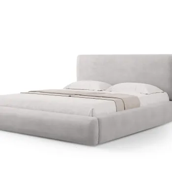 Pat tapitat cu tablie si lada depozitare, Colonel, Cosmopolitan Design, 140x200 cm, material structurat, gri deschis imagine