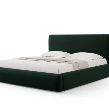 Pat tapitat cu tablie si lada depozitare, Colonel, Cosmopolitan Design, 160x200 cm, catifea, verde bottle imagine