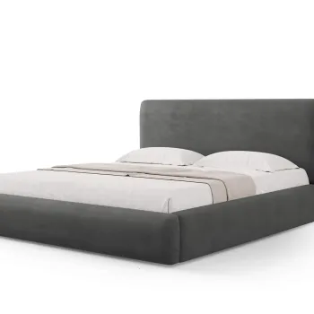 Pat tapitat cu tablie si lada depozitare, Colonel, Cosmopolitan Design, 160x200 cm, material structurat, gri inchis imagine