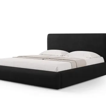 Pat tapitat cu tablie si lada depozitare, Colonel, Cosmopolitan Design, 160x200 cm, material structurat, negru imagine