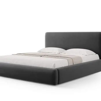 Pat tapitat cu tablie si lada depozitare, Colonel, Cosmopolitan Design, 180x200 cm, catifea, gri inchis imagine