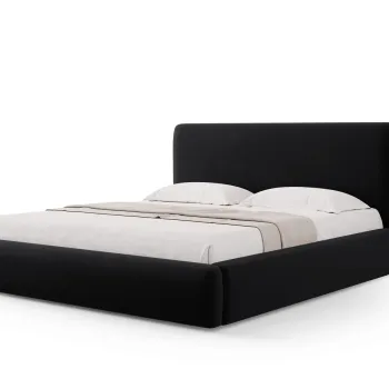 Pat tapitat cu tablie si lada depozitare, Colonel, Cosmopolitan Design, 180x200 cm, catifea, negru imagine