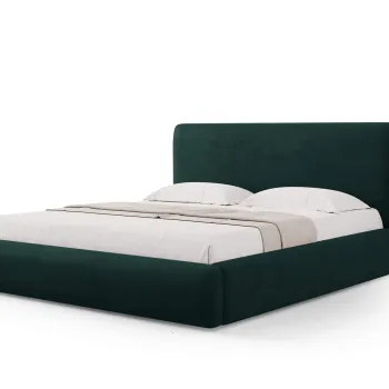 Pat tapitat cu tablie si lada depozitare, Colonel, Cosmopolitan Design, 200x200 cm, material structurat, verde bottle imagine