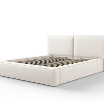 Pat tapitat cu tablie si lada depozitare, Jodie, Micadoni Home, BL, 160x200 cm, poliester, bej deschis imagine