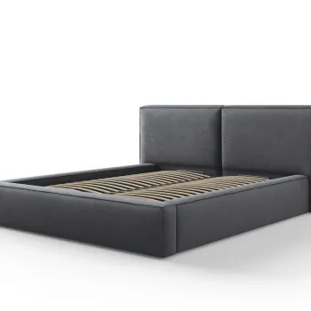 Pat tapitat cu tablie si lada depozitare, Jodie, Micadoni Home, BL, 160x200 cm, poliester, gri inchis imagine