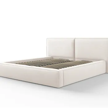 Pat tapitat cu tablie si lada depozitare, Jodie, Micadoni Home, BL, 180x200 cm, poliester, bej deschis imagine