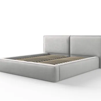 Pat tapitat cu tablie si lada depozitare, Jodie, Micadoni Home, BL, 180x200 cm, poliester, gri deschis imagine