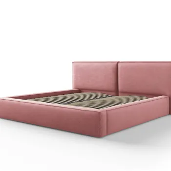 Pat tapitat cu tablie si lada depozitare, Jodie, Micadoni Home, BL, 200x200 cm, poliester, roz imagine