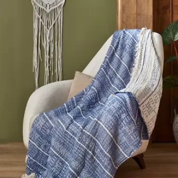 Patura, 130x170 cm, 100% bumbac, Etno, Viaden, albastru imagine