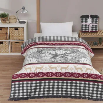 Patura Double, L'essentiel Maison, Adali, 60% bumbac/30% acril/10% poliester, Red / White / Dark Blue imagine