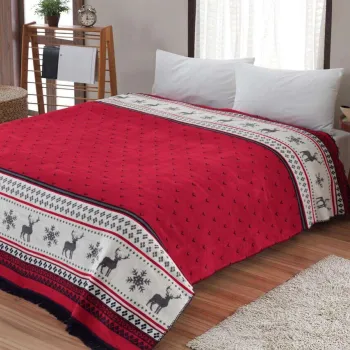 Patura Double, L'essentiel Maison, Carmelo, 60% bumbac/30% acril/10% poliester, Red / White / Dark Blue imagine