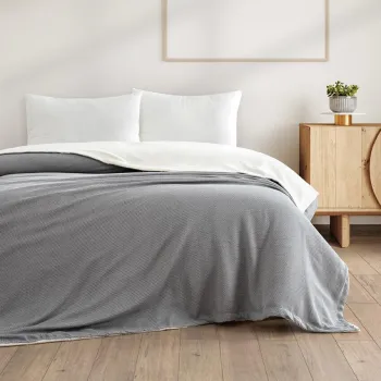 Patura Double, L'essentiel Maison, Likya, 50% bumbac / 50% poliester, Gri imagine