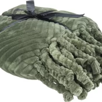 Patura Handmade Tassels, 130x150 cm, poliester, verde imagine