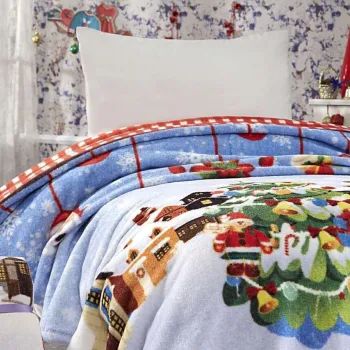 Patura Single, L'essentiel Maison, Amour, Poliester, Rosu / Alb / Albastru / Verde imagine