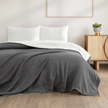 Patura Single, L'essentiel Maison, Likya, 50% bumbac / 50% poliester, Negru imagine