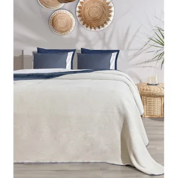 Patura Single, Twin - Blue, Cream, Elliott, 60% bumbac/33% acril/7% poliester imagine