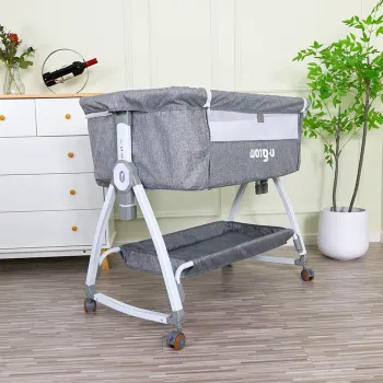 Patut 2 in 1 Co-Sleeper, U-Grow, 86x51x32 cm, aluminiu/textil, gri/alb imagine