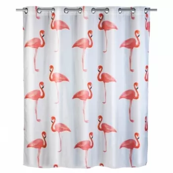 Perdea de dus Flex Flamingo, Wenko, 180x200 cm, 100% poliester, multicolor imagine