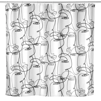 Perdea de dus, Wenko, Faces, 180 x 200 cm, poliester, multicolor imagine