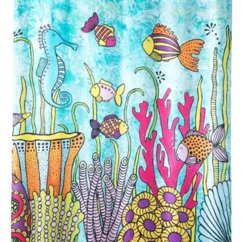 Perdea de dus, Wenko, Ocean Life, 180 x 200 cm, poliester, multicolor imagine