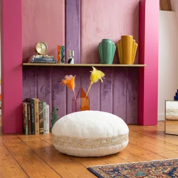 Perna de podea, Pelus, 51x51x18 cm, 75% RECYCLED POLYESTER/15% POLYESTER/10% COTTON, Ecru imagine