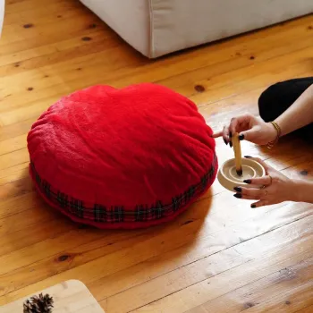 Perna de podea, Pelus, 51x51x18 cm, 75% RECYCLED POLYESTER/15% POLYESTER/10% COTTON, Rosu imagine