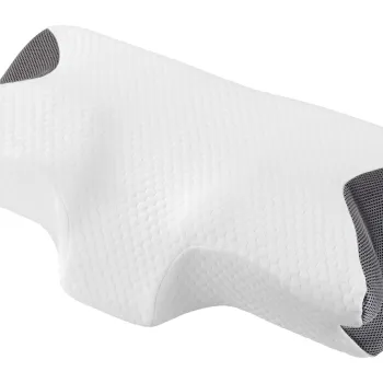 Perna de sustinere pentru gat si dormit pe lateral Maximex, Side, 60x36x13.5 cm, poliester, alb/gri imagine