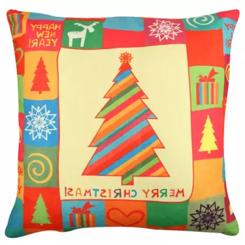 Perna decorativa, A11926, 43x43 cm, 50% Bumbac / 50% Poliester, Multicolor imagine