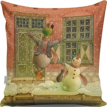 Perna decorativa, A13019, 43x43 cm, 50% Bumbac / 50% Poliester, Multicolor imagine