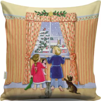 Perna decorativa, A13054, 43x43 cm, 50% Bumbac / 50% Poliester, Multicolor imagine